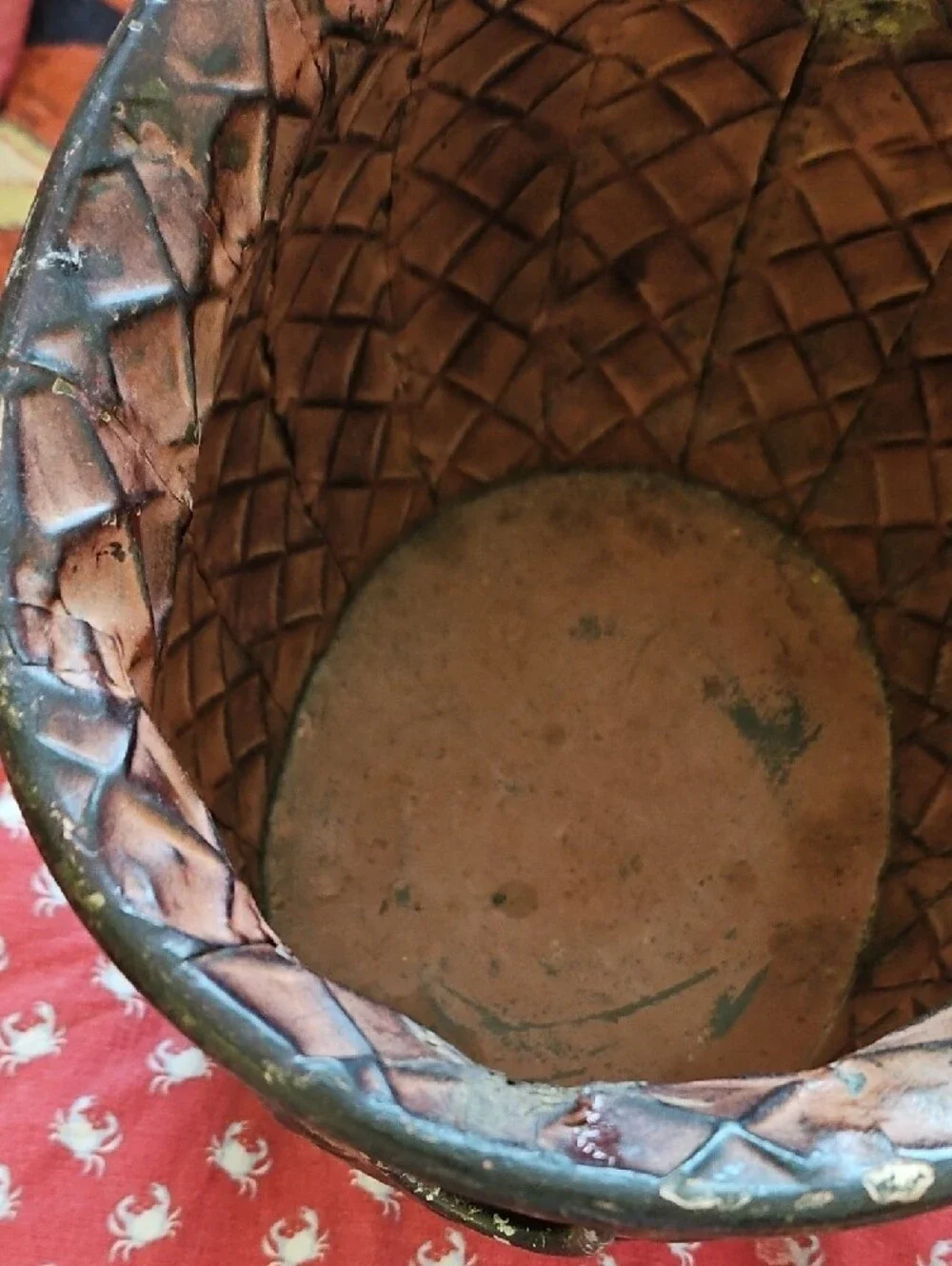 Decorative Copper-Tone Textured Planter - Home Accents